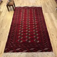 150年前 アンティーク　トルクメン絨毯　ラグ　手織 ウール 41x105cm 150年前 アンティーク トルクメン絨毯 ラグ 手織 ウール 41x105cm 150