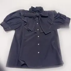 【INGNI】 フリルリボンブラウス半袖 ブラック