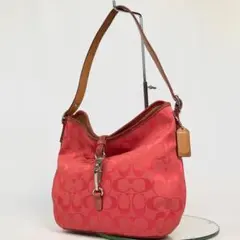 COACH コーチ ワンショルダー ハンドバッグ シグネチャー クリップ 赤