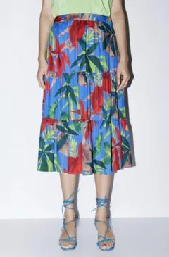 ZARA ザラ　花柄 ブルースカート トロピカル L 新品未使用