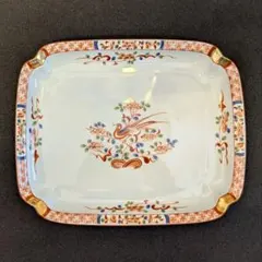 【未使用】 たち吉 赤絵 金彩 大皿 角皿 花鳥図 和食器 共箱付き