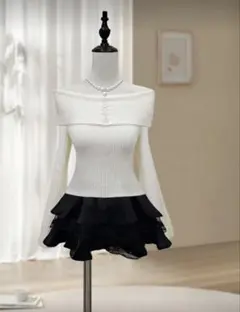 SHEIN シズニルック　オフショルニット　白　ニット