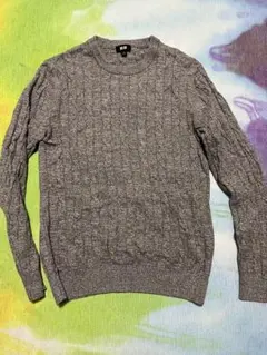 ユニクロ　セーター　ケーブルニット　Sサイズ　グレー　コットン　カシミヤ