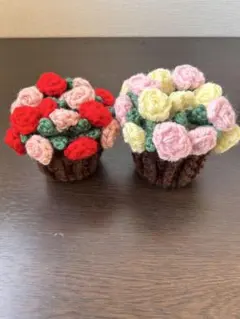 毛糸の花ブーケとコースターセット - メルカリ