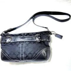 COACH ワンショルダーバッグ　ソーホー　黒　シグネチャー ベルト