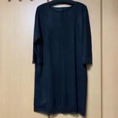 ZARA ブラック 七分袖 ワンピース レース仕上げ美品
