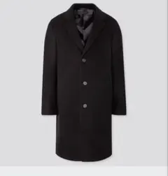 ロングコート　スプリングコートブラック　ウールカシミヤチェスターコート