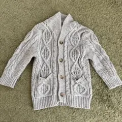 petit main ケーブルニットカーディガン グレーサイズS
