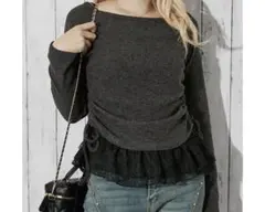 裾レースキャミセット ニット