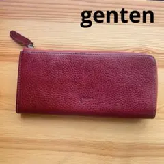 美品 genten トスカ　Lファスナー長財布 ロングウォレット ワイン