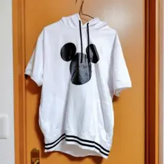ミッキーマウス プリント フード付きパーカー　ディズニーリゾート　半袖