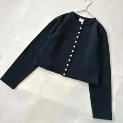 極美品 アニエスベー♡プレッション 裏起毛 カーディガン 黒 2 フランス製