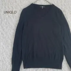 ユニクロ　Vネック　セーター　ニット　カシミヤ　ブラック　Lサイズ