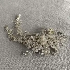 ウェディングヘッドドレス シルバー 花