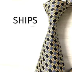 シップス　SHIPS ネクタイ　チェック　ネイビー　ゴールドのサムネイル