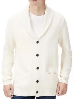 白 ホワイト 社会人 学生 カーディガン ショール セーター コットン メンズ