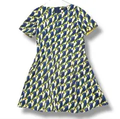 MAX&Co.美品 幾何学模様 Aラインミニワンピース 半袖 マルチカラー 黄色のサムネイル