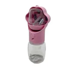 ペットウォーターボトル 犬 水飲み器 給水・給餌 2in1 330ml ピンク
