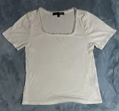 【新品♡夏に最適】ビーズネック サラサラTシャツ Sサイズ ホワイト(>ω<)のサムネイル