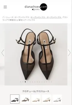 DIANA メッシュ Tストラップシースルー パンプス ブラック DIANA メッシュ Tストラップシースルー パンプス ブラック - メルカリ