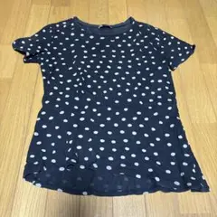 黒 ドット柄 半袖Tシャツ