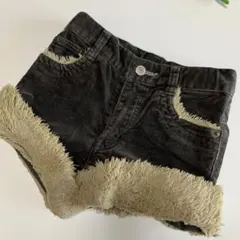 ファーショートパンツ キッズ 女の子 110cm デニム ハーフパンツ
