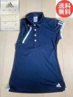 adidas レディースフレンチスリーブポロシャツ ネイビー　美品