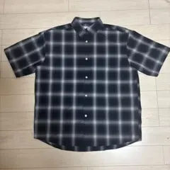 グレー チェック柄 半袖シャツ ボタンダウン