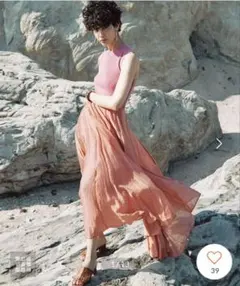 完売☆スナイデル ノースリーブ リブニット×シアースカート ドッキングワンピース