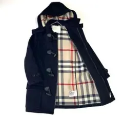 近年タグ＊バーバリー ダッフルコート メガチェック ネイビー 150cm