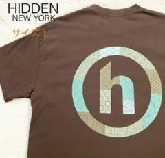 美品 HIDDEN NY ヒドゥン ビッグロゴ Tシャツ L ブラウン USA製のサムネイル