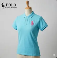 良品 ポロラルフローレン 半袖 ポロシャツ XL ライトブルー ピンク ワイド