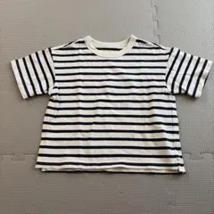 【美品】無印良品　キッズボーダー　ネイビーTシャツ 110cmのサムネイル