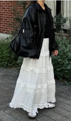 レースティアードスカート ホワイト