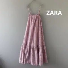 ZARA ストライプポプリンキャミワンピース　ロングワンピース
