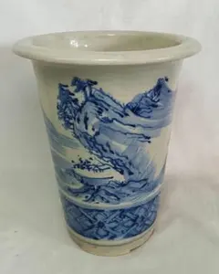 植木鉢　染付鉢　写し品　中古品 Yahoo!オークション -「染付 蘭鉢」の落札相場・落札価格