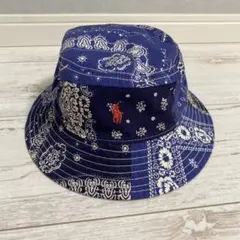 ラルフローレン　キッズ　バケットハット　52cm リバーシブル　ネイビー×赤