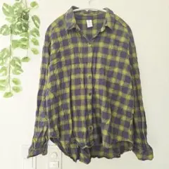 Abound XL 長袖 ネルシャツ チェック柄 ネイビー ライトグリーン