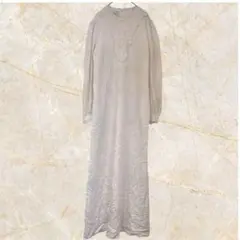 White Elegance ヴィンテージ 総柄ジャガード ロングドレス レース