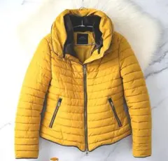 マスタード キルティングジャケット フード付き