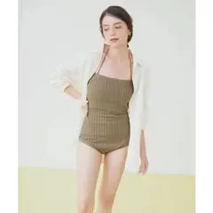 titivate 太リブニットデザインワンピース/水着 SEA DRESS