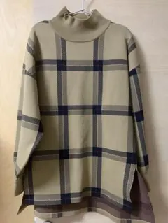 【美品】BARAK(バラク)チェックジャガードワンピース　オーバーサイズ　フリー