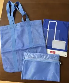 UNIQLO ノベルティ　ブルー メッシュトートバッグとポーチセットのサムネイル