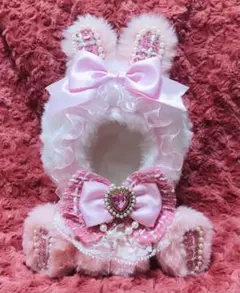 おすわり ぬい服 ちびぐるみ 12cm 着ぐるみ ねこ ピンク チェック柄
