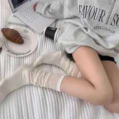 【CD0147】ホワイト　レディース 靴下 ハイソックス シアー 薄手 春 夏