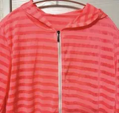 【お値下げ美品】ストライプ フード付き ウィンドブレーカー ピンク