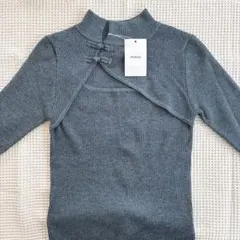 新品　MURUA チャイナタイトハーフニット ブルー