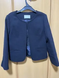 anySiS ネイビー ノーカラー ジャケットとAラインスカートセット