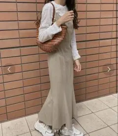 【秋服】LAUIR/バックリボンマーメイドキャミソールワンピース/ベージュ/M