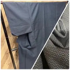 Z1387 男性用着物 単衣 バチ衿 六角で総柄 紺色 1/20